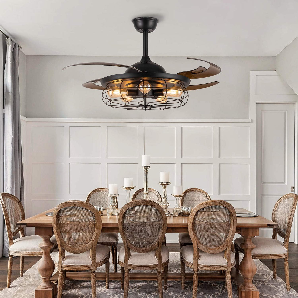 Black Reverse Ceiling Fan with Remote H340