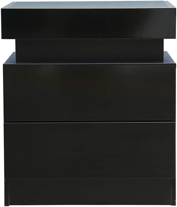 White 2 Drawer LED Nightstand B124440