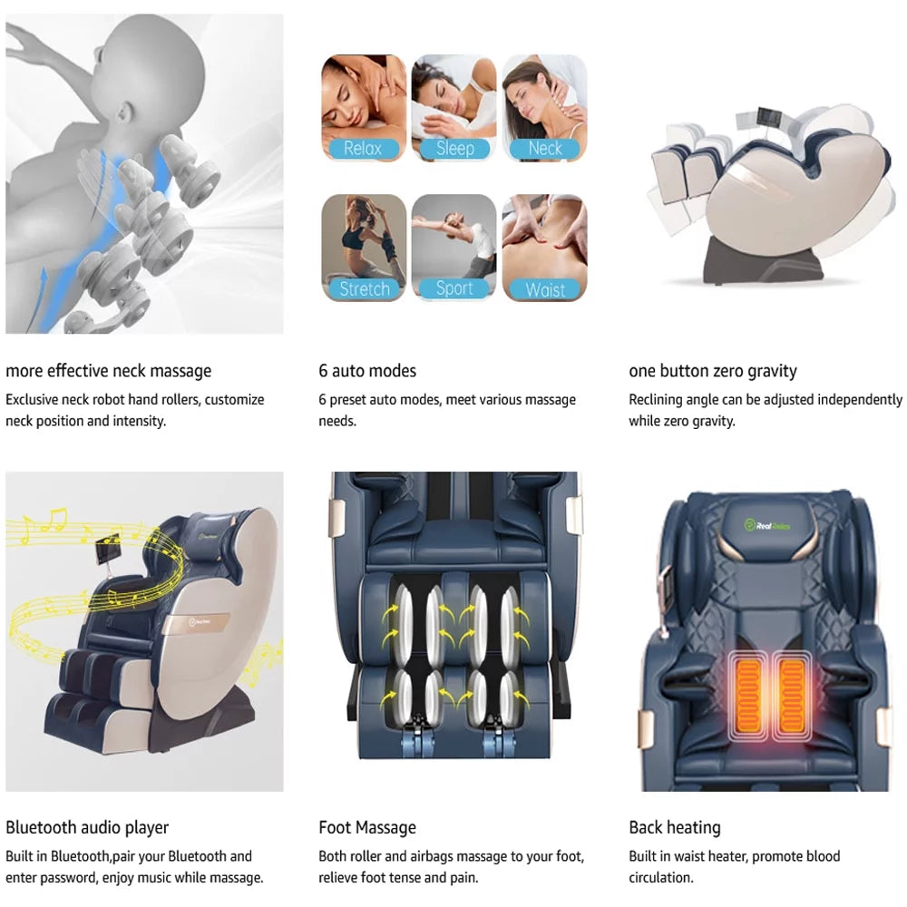 Blue Zero Gravity Shiatsu Massage Chair H15875