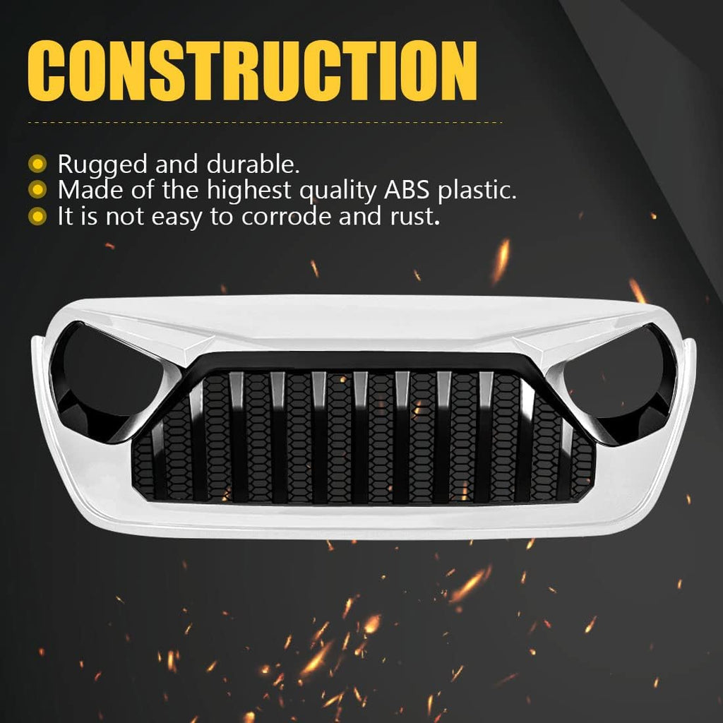 White Black Front Grill Cover with Mesh for Jeep Wrangler Y7777