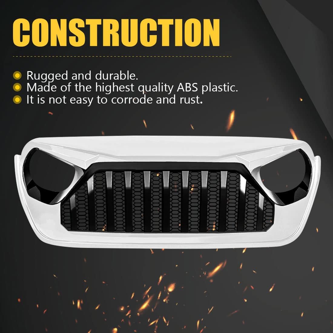White Black Front Grill Cover with Mesh for Jeep Wrangler Y7777
