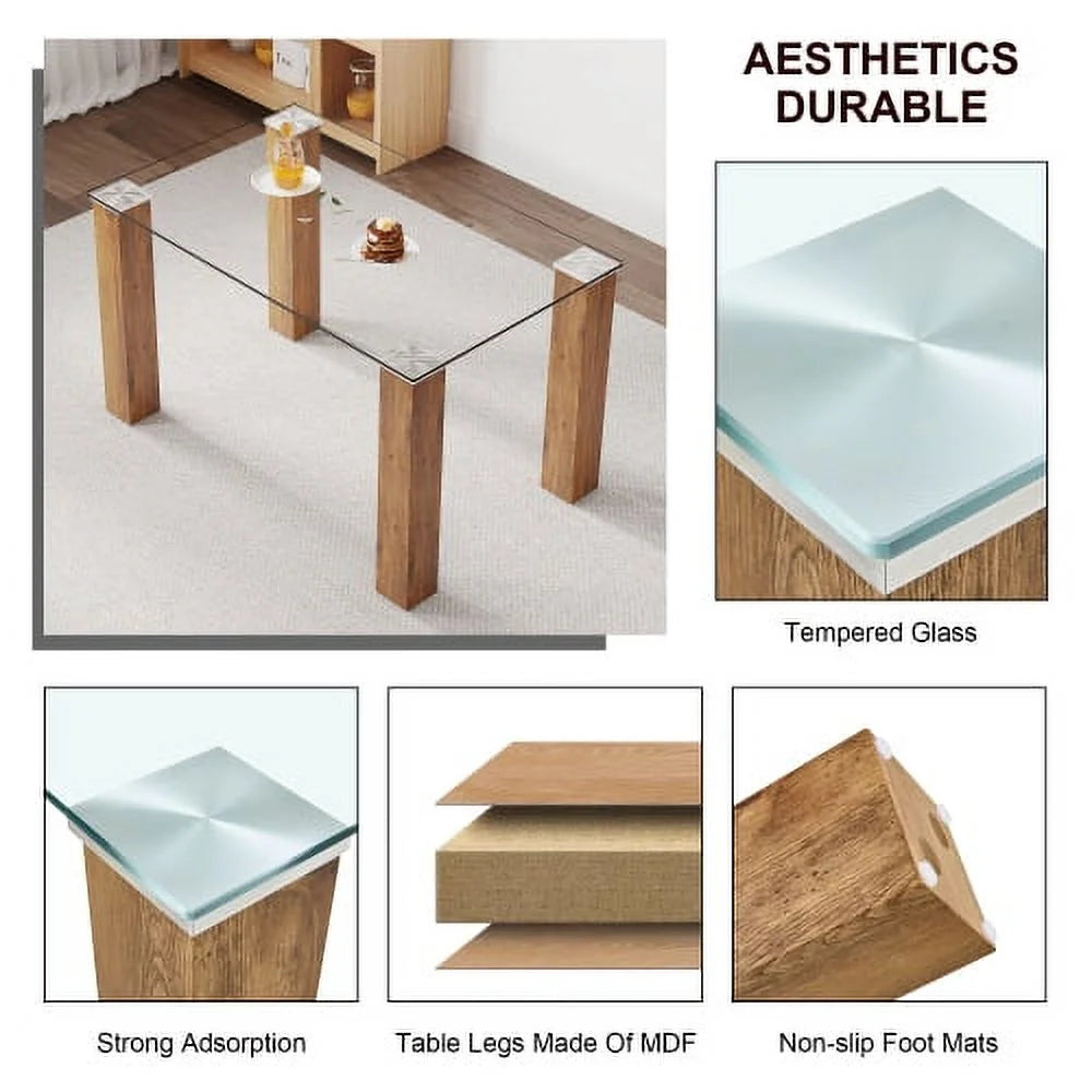 1 Table 4 Chairs Modern Minimalist Glass Dining Table Set V11342