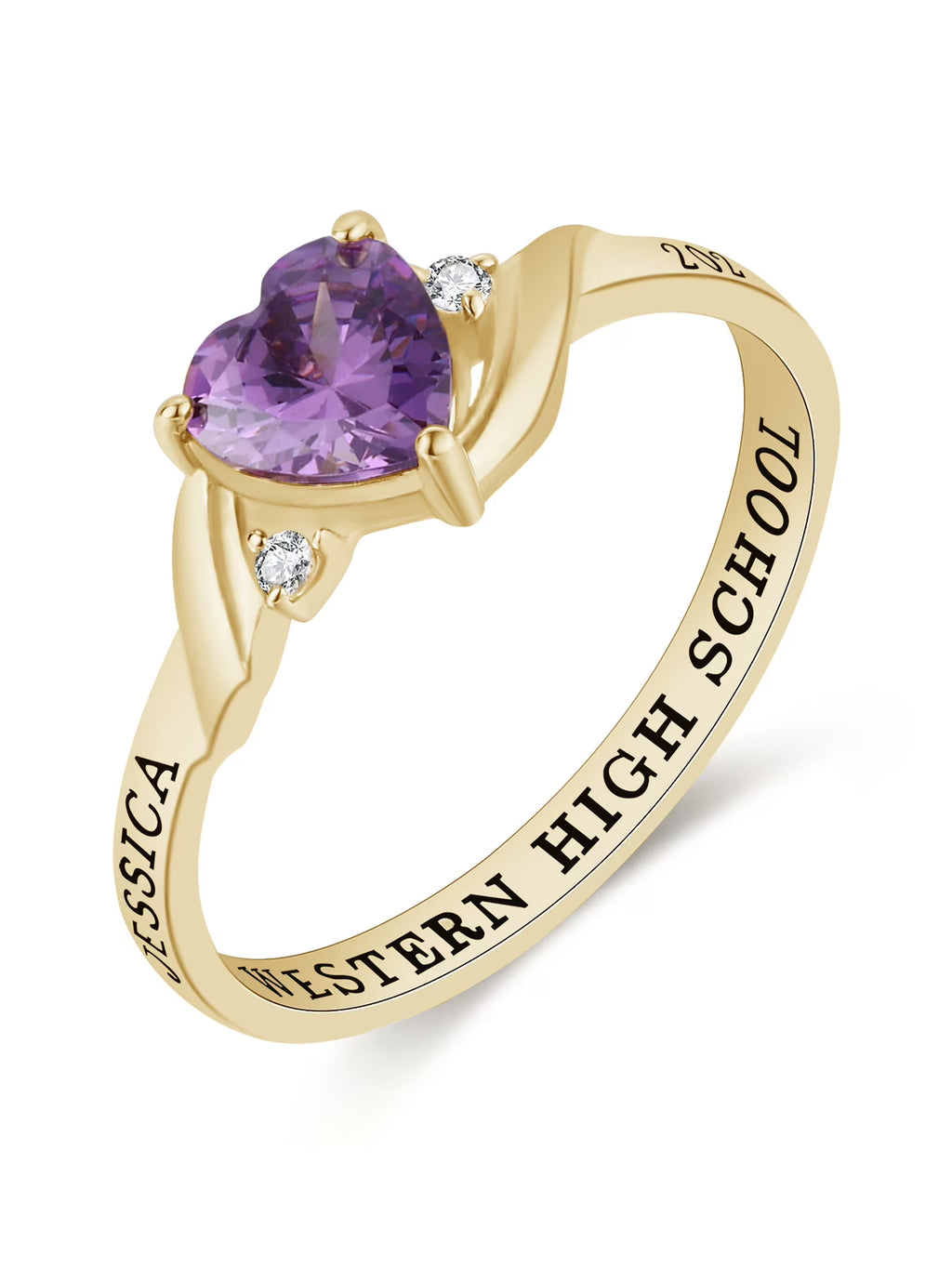 Sterling Silver Class Rings with CZ Birthstone L65725