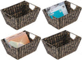 Natural Woven Hyacinth Storage Basket Bin 4 Pack Black Wash F544168