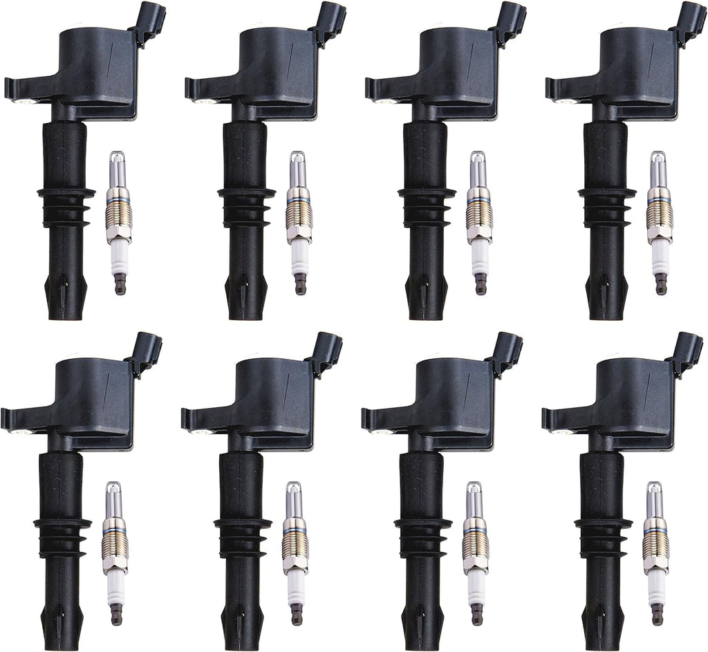 Set of 8 Platinum Spark Plug and 8 Ignition Coil Pack Compatible with Ford 5.4L 4.6L Q5736