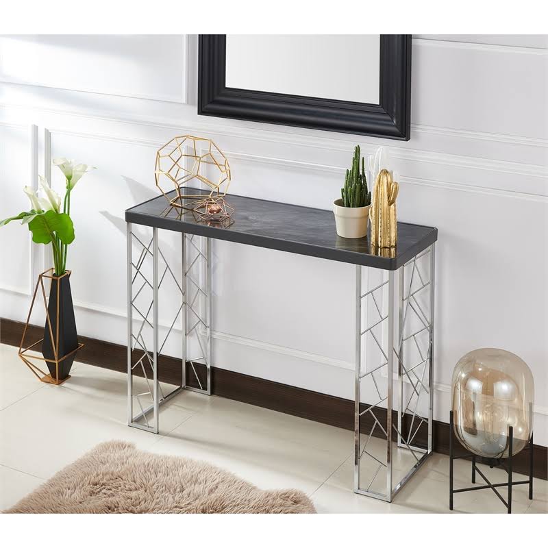 Metal Console Table in Black and Chrome P88423