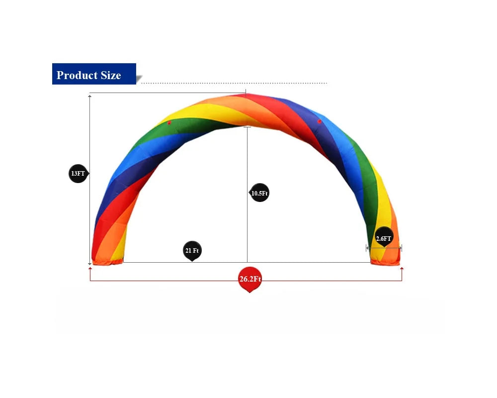 26ft Inflatable Rainbow Arch with Fixed Rope N37673