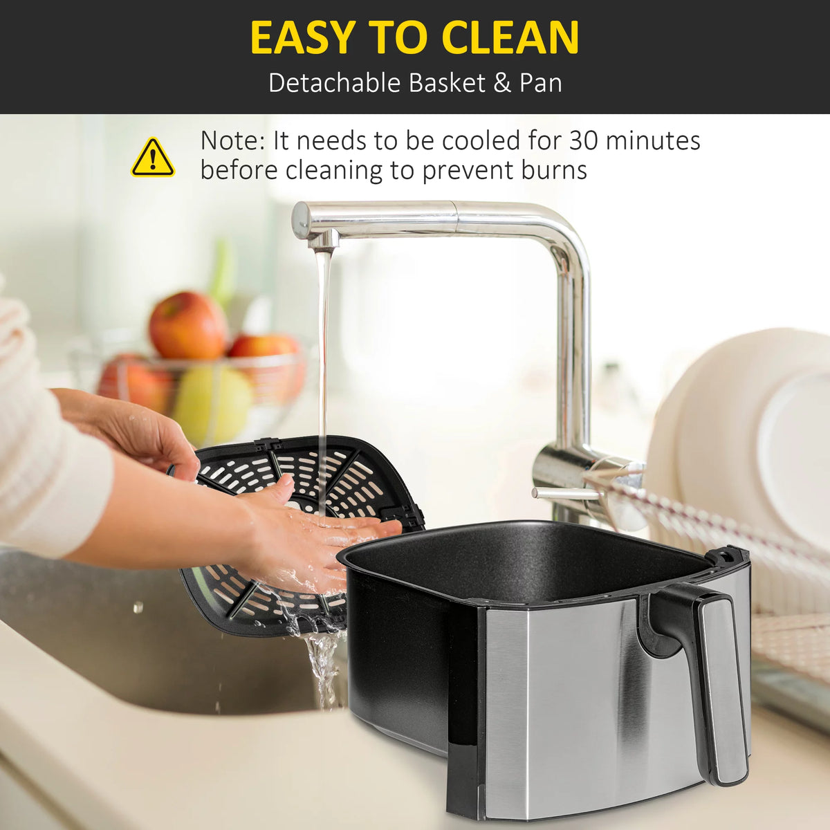 Black 6.9 Quart Air Fryer with Nonstick Basket X443