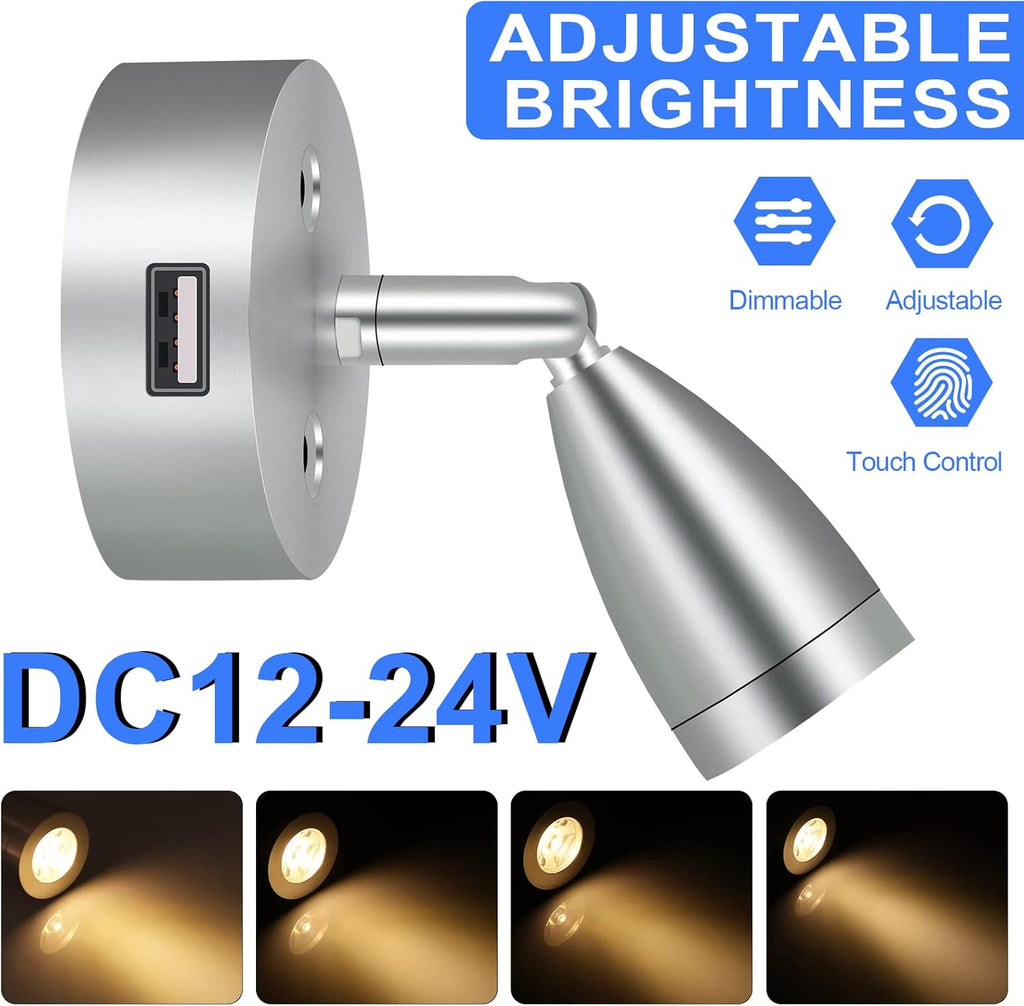 4PCS DC12-24V LED Reading Lamp with USB Port R5098
