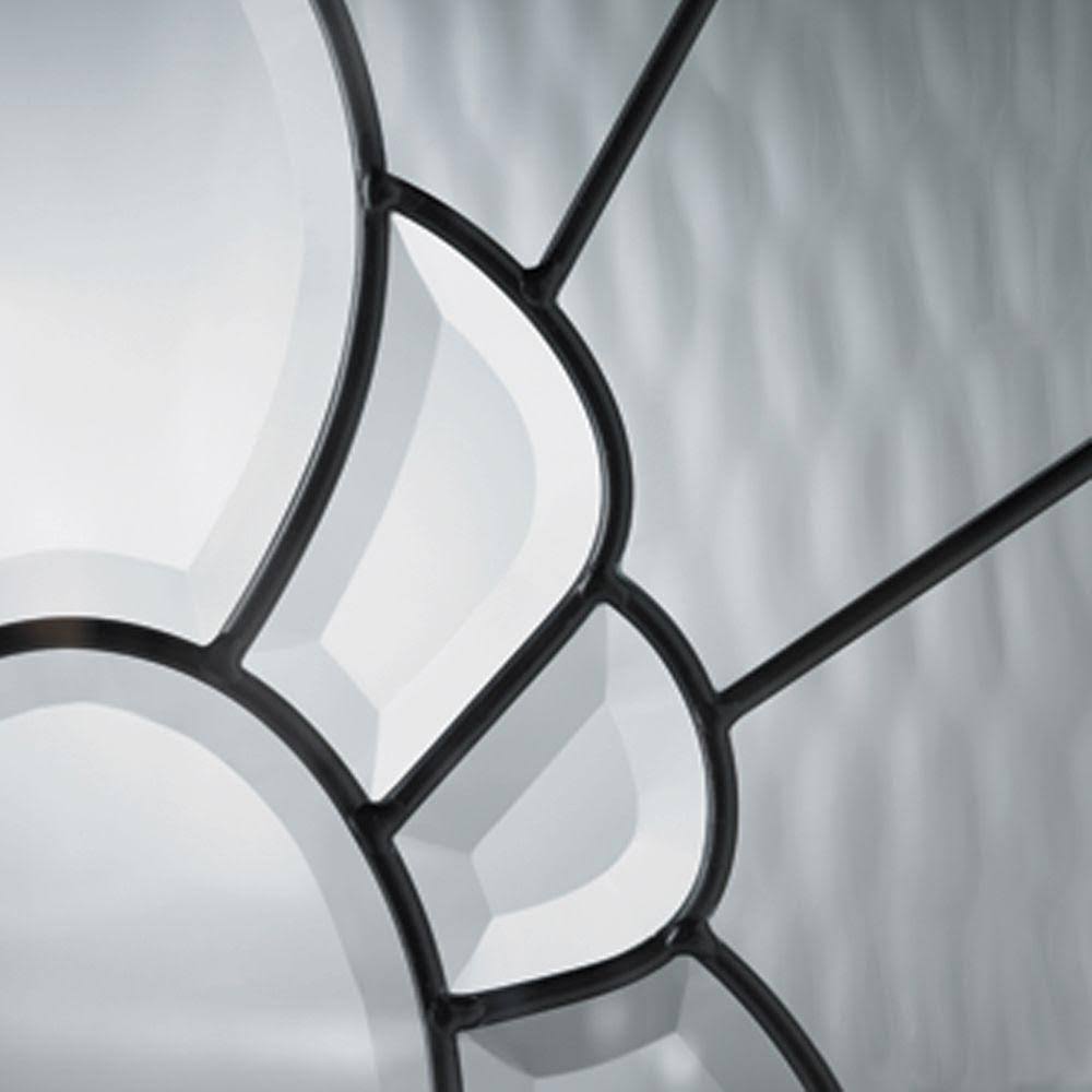 Decorative Glass Fixed Oval Vinyl Window, Black Caming in White T838