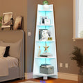 White 5 Tier Corner Shelf with Led Light X62351
