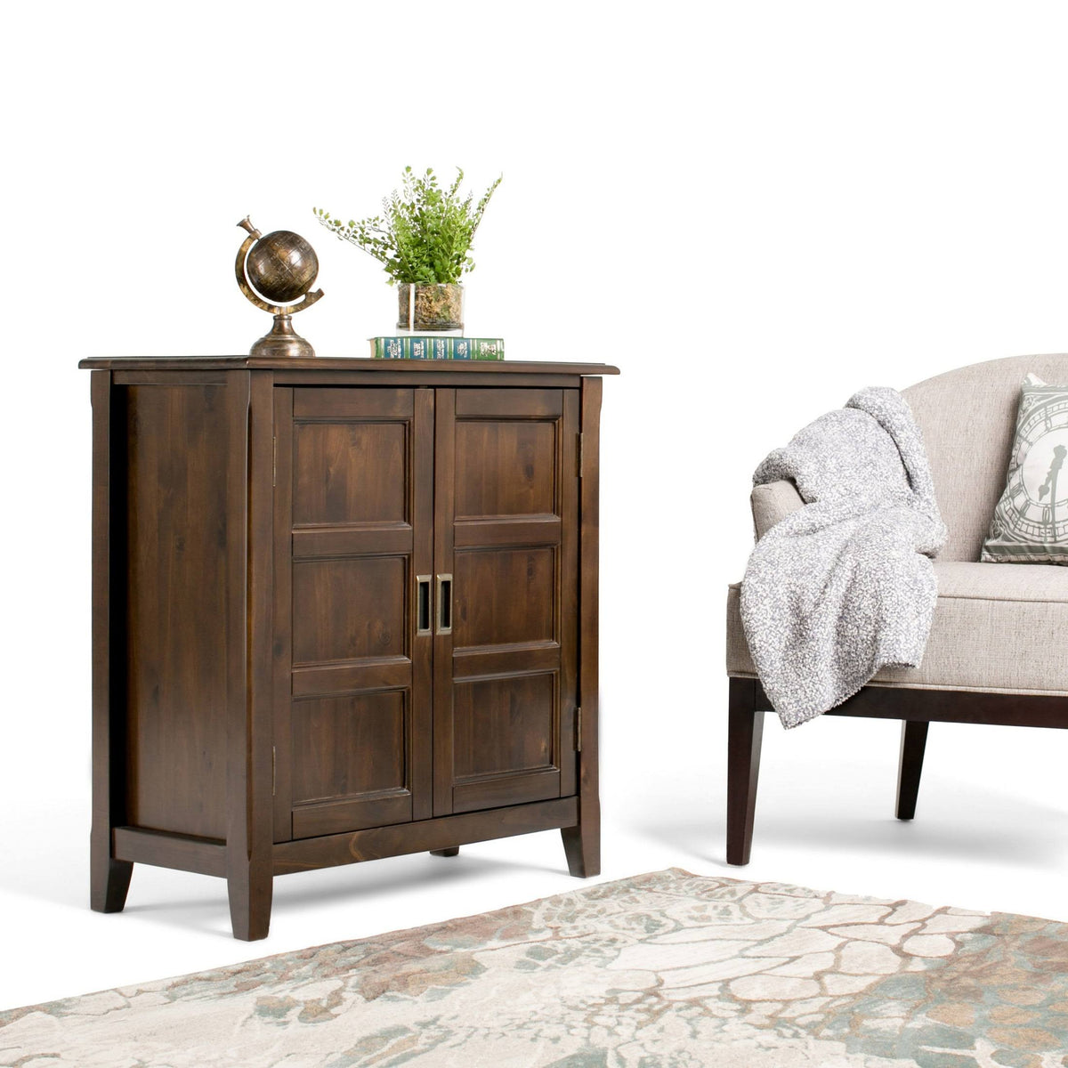 Espresso Brown Solid Wood 30 inch Wide Low Storage Cabinet T7825