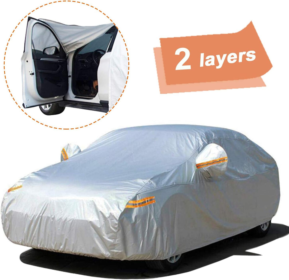 6 Layers Waterproof All Weather Car Cover with Zipper Door E630010