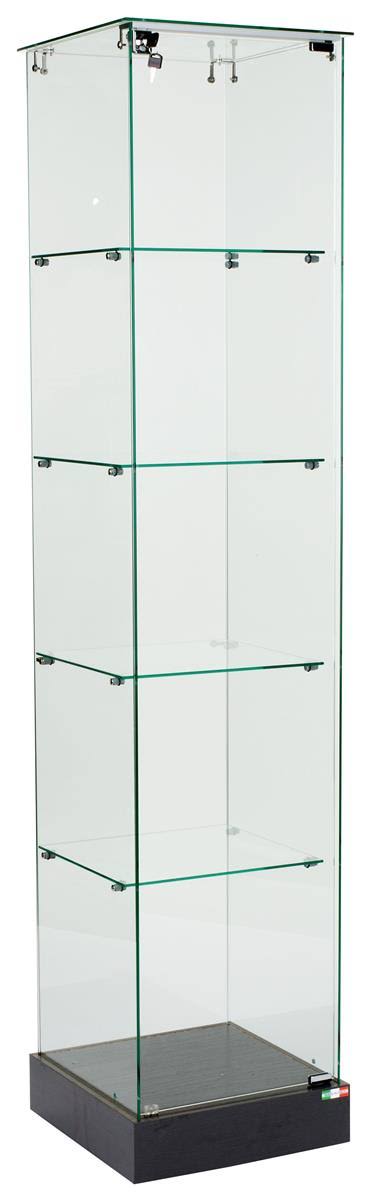 15x22 Glass Display Case with 4 Fixed-Height Shelves F804