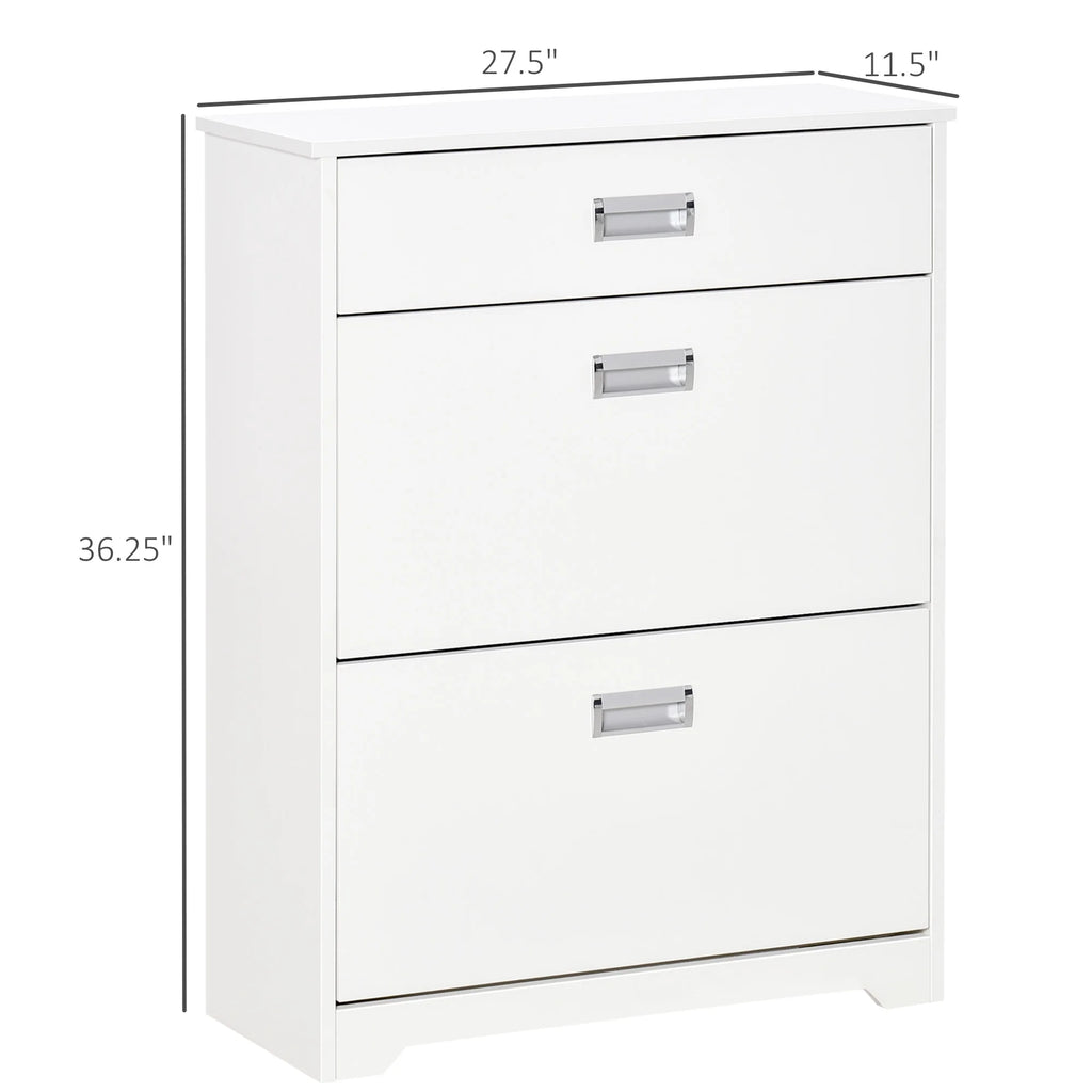 White 3-Drawer Shoe Cabinet with 2 Flip Doors T768798