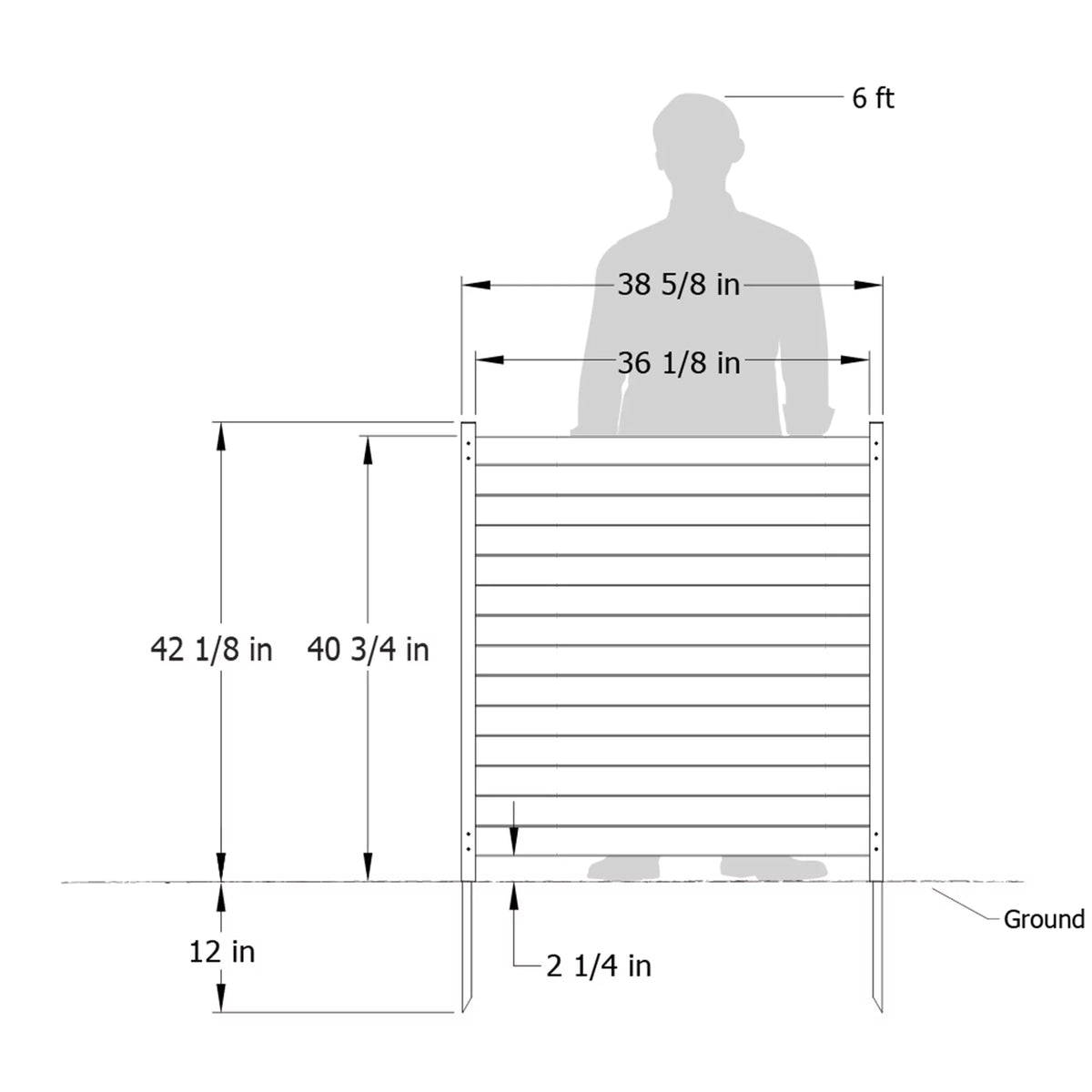 Outdoor Wood Privacy Screen Enclosure 42in H x 38in W 2 Panels B5726