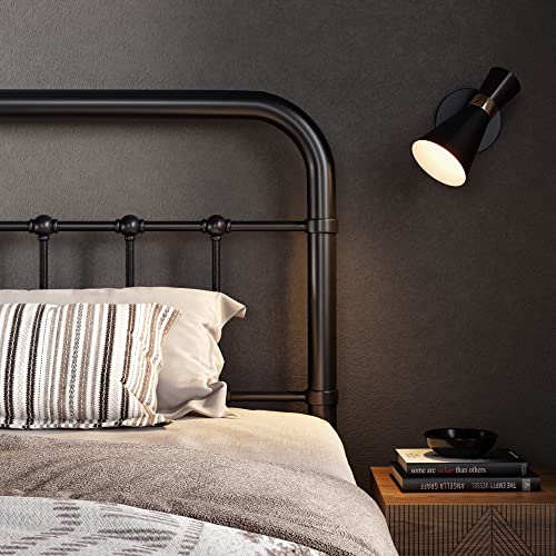 Full Size Black Metal Platform Bed Frame with Headboard and Footboard E702090