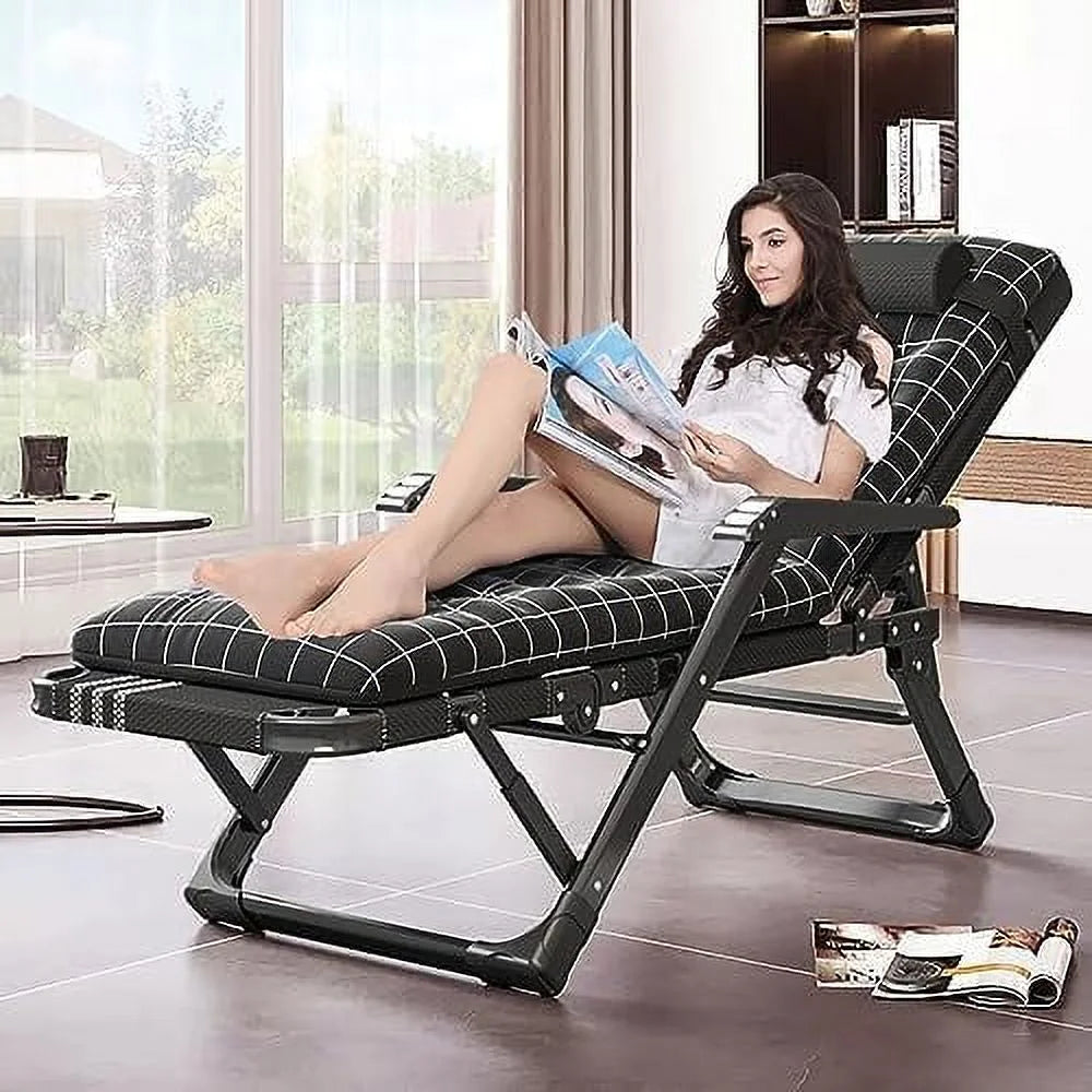 Folding Chair with Adjustable Backrest and Removable Cushion X77065