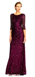 Sequin Gown with Three Quarter Sleeves P945936