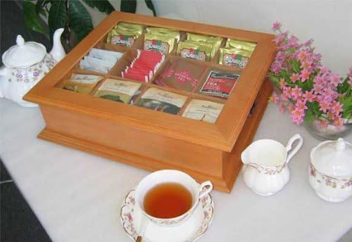 Tea Bag Storage Box Solid Wood Oak Finish H775