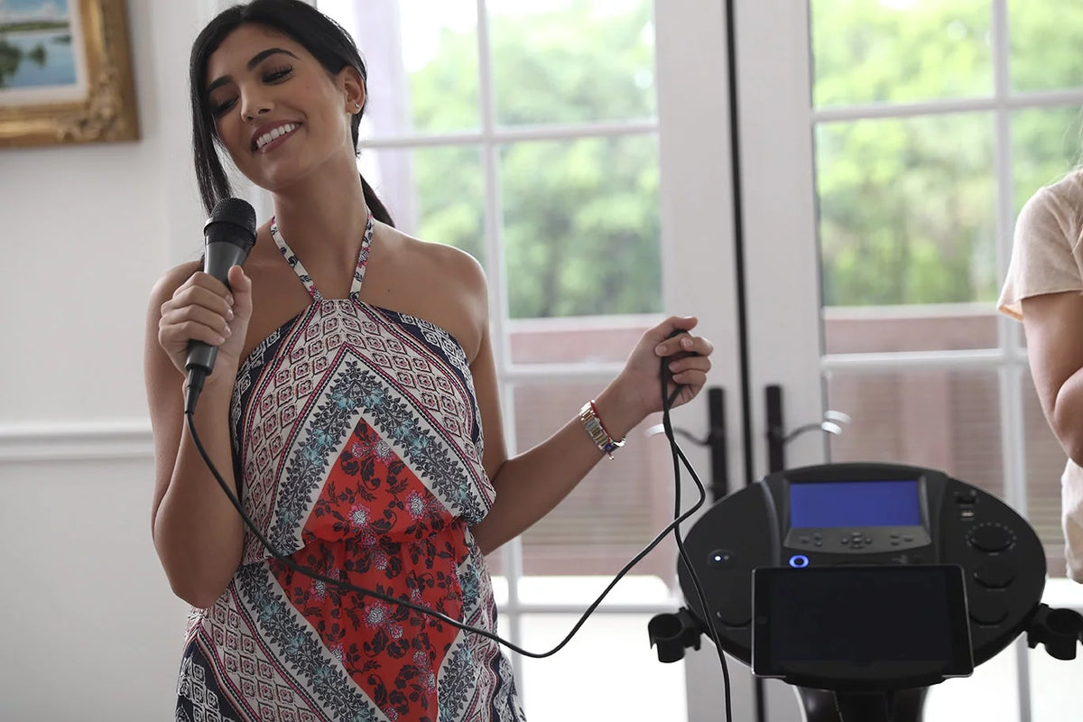 Black Bluetooth Pedestal Karaoke System with Two Microphones F97893