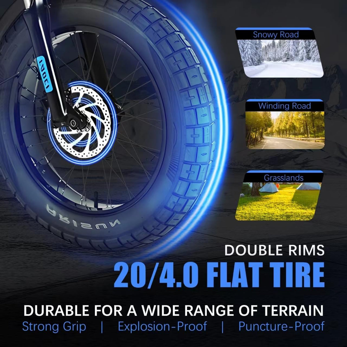 26" Fat Tire Electric Mountain Bike with 48V23Ah Removable Battery D5962