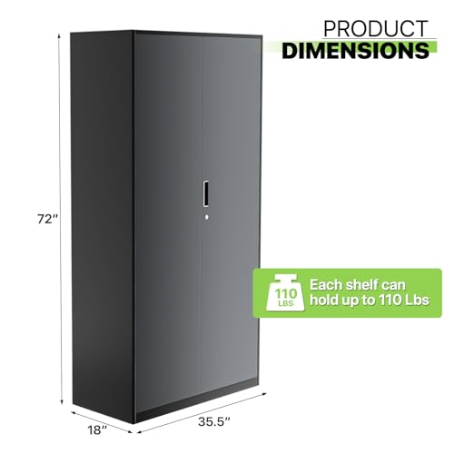 Grey 72" Steel Storage Cabinet with 4 Shelves and Hanging Rod Y107921