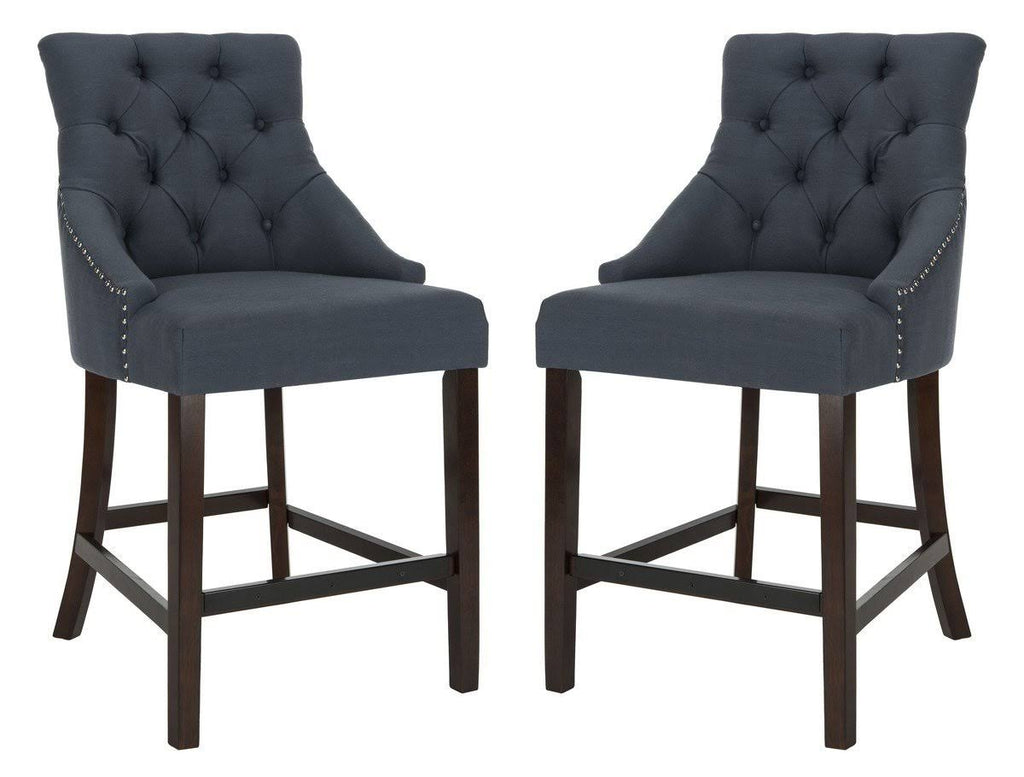 Navy Tufted Wing Back Counter Stool V782375