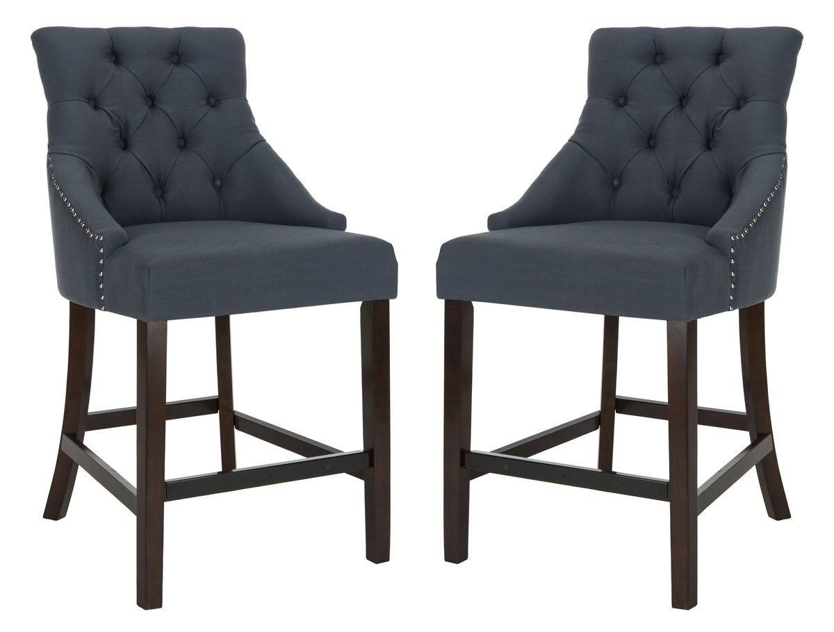 Navy Tufted Wing Back Counter Stool V782375
