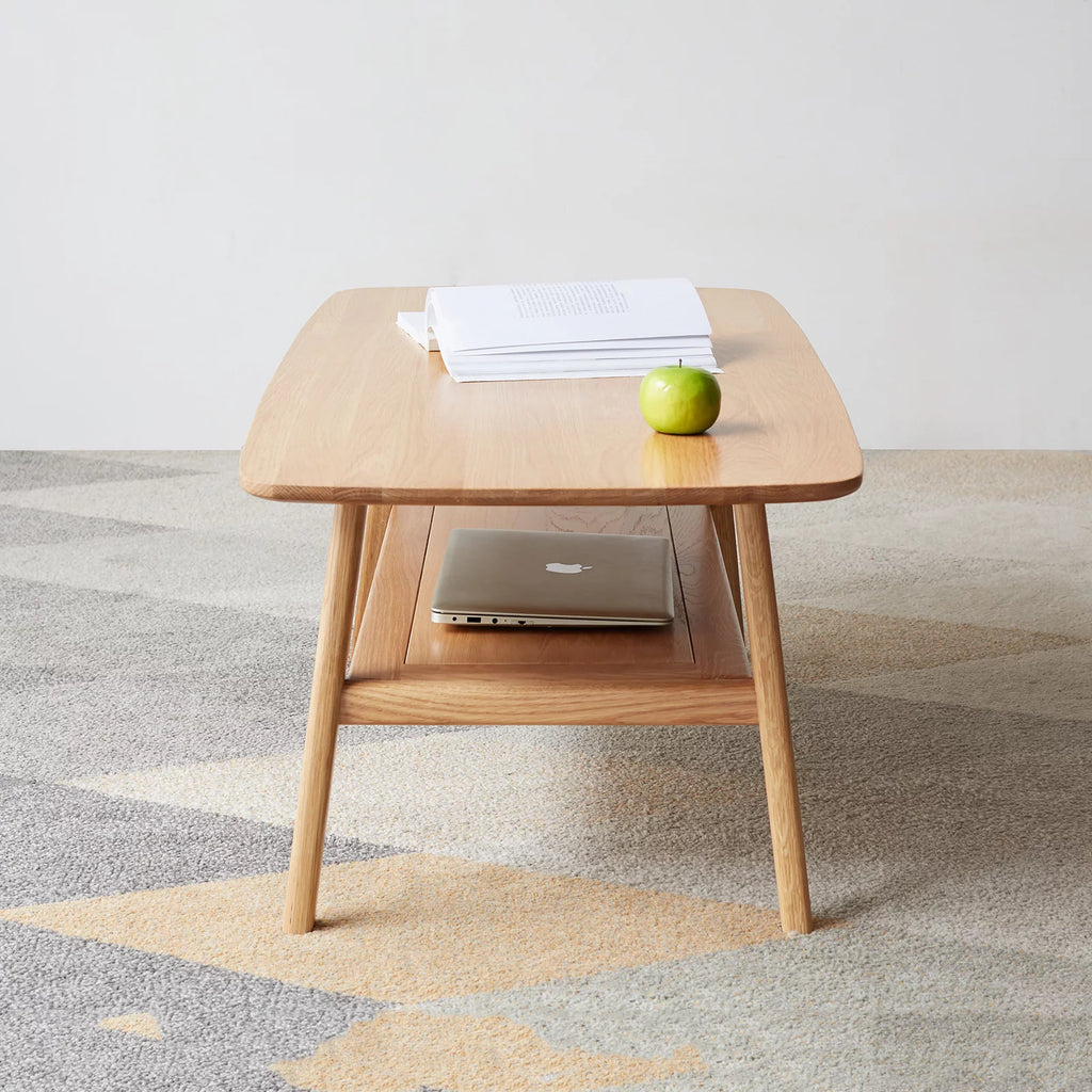 Solid Wood Coffee Table with Storage Shelf D33291
