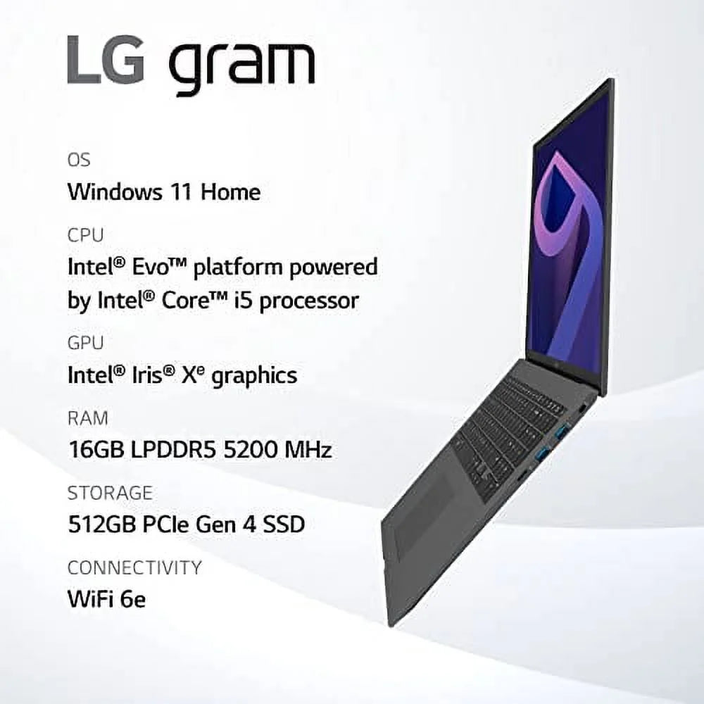 16" Ultra Lightweight Laptop, Intel i5, 16GB, 512GB SSD, Gray Q30373