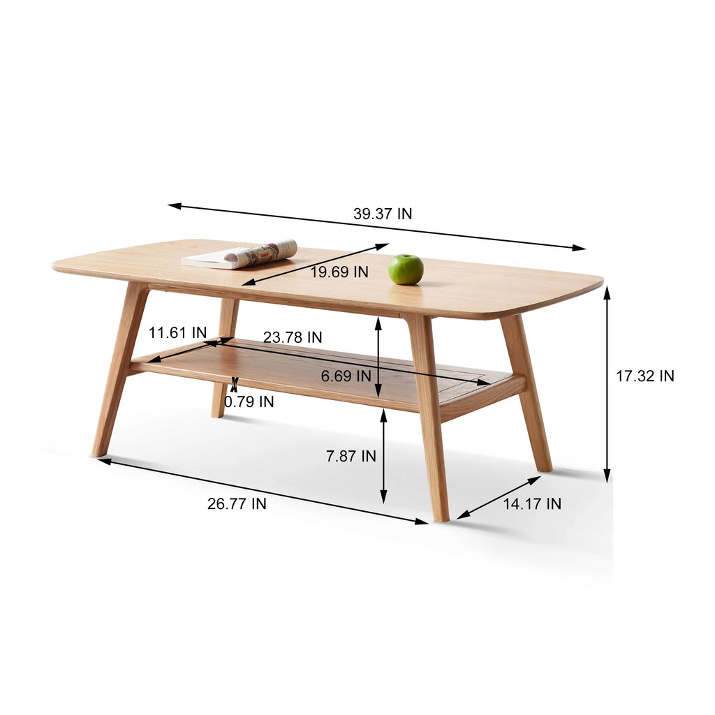Solid Wood Coffee Table with Storage Shelf D33291