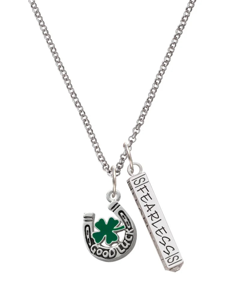Silvertone Horseshoe Four Leaf Clover Charm Necklace, 23" W880