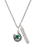 Silvertone Horseshoe Four Leaf Clover Charm Necklace, 23" W880