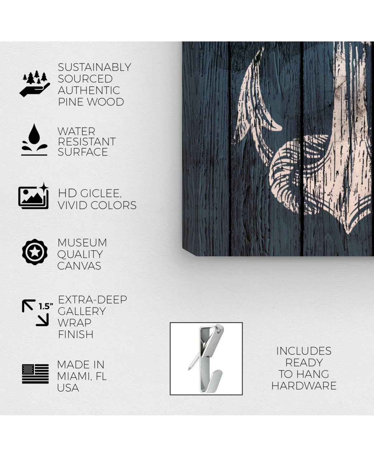 Blue Weathered Anchor Canvas Art T1609