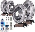 Front & Rear Drilled Slotted Rotors + Brake Pads 10pc Set Y58999