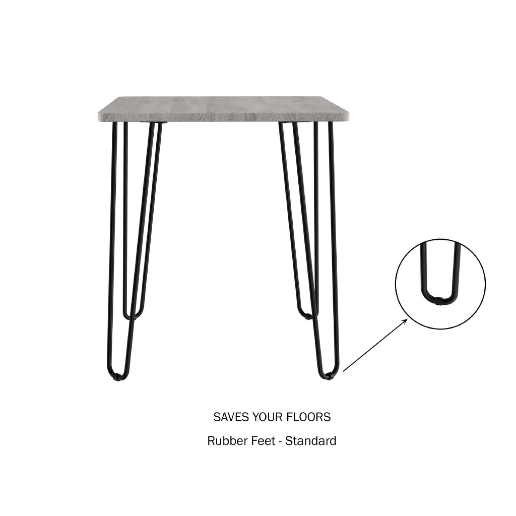 Modern End Table with Hairpin Legs and Woodgrain Finish Gray U218