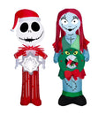 5.5 Foot Stylized Jack Skellington Inflatable with Spider Snowflake and Sally Holding Wreath D2238