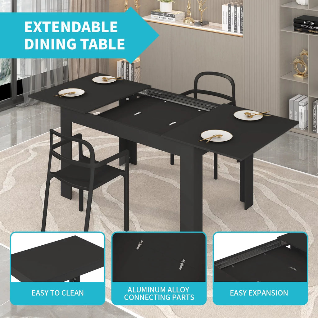 Black Extendable Kitchen Dining Table K365