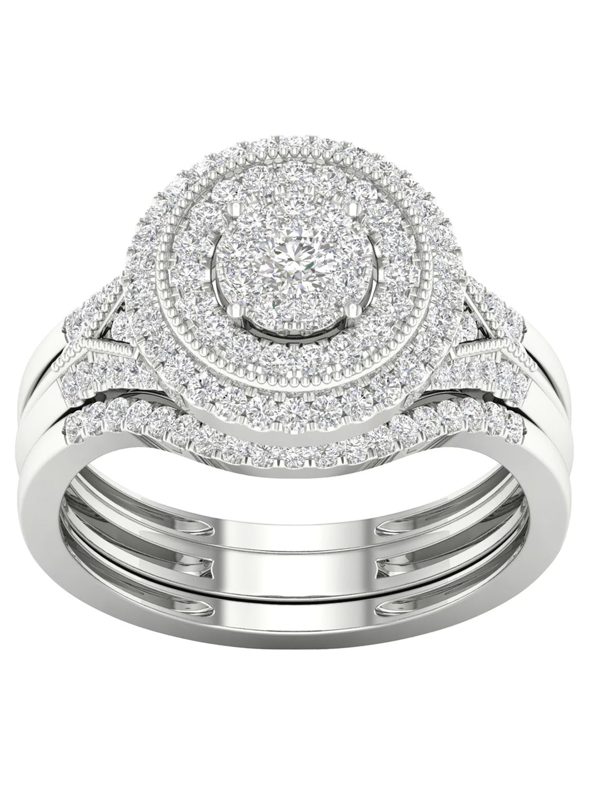 1/2Ct TDW Diamond 10k White Gold Cluster Halo Bridal Set A9466