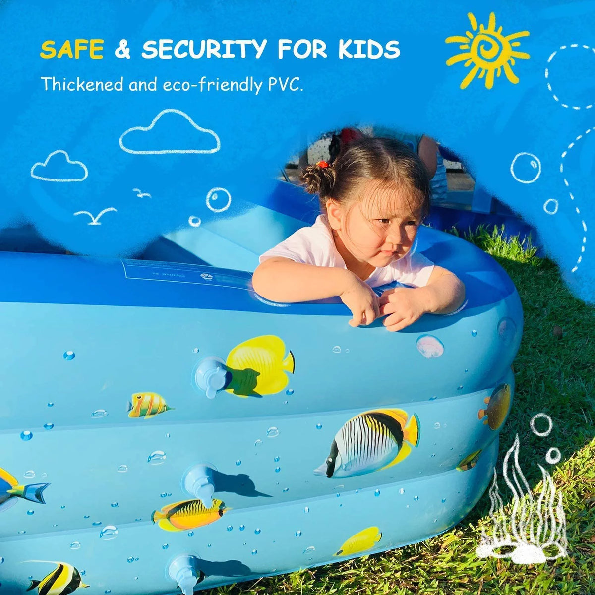 Inflatable Pool 9.83 x 6 x 1.83 ft Rectangular Thickened H237545