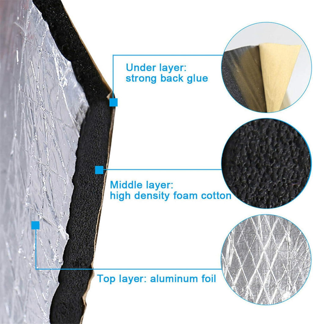 394mil 32.29sqft Car Heat Sound Deadener Insulation Mat Aluminum Fiber Pack of 2 O470002