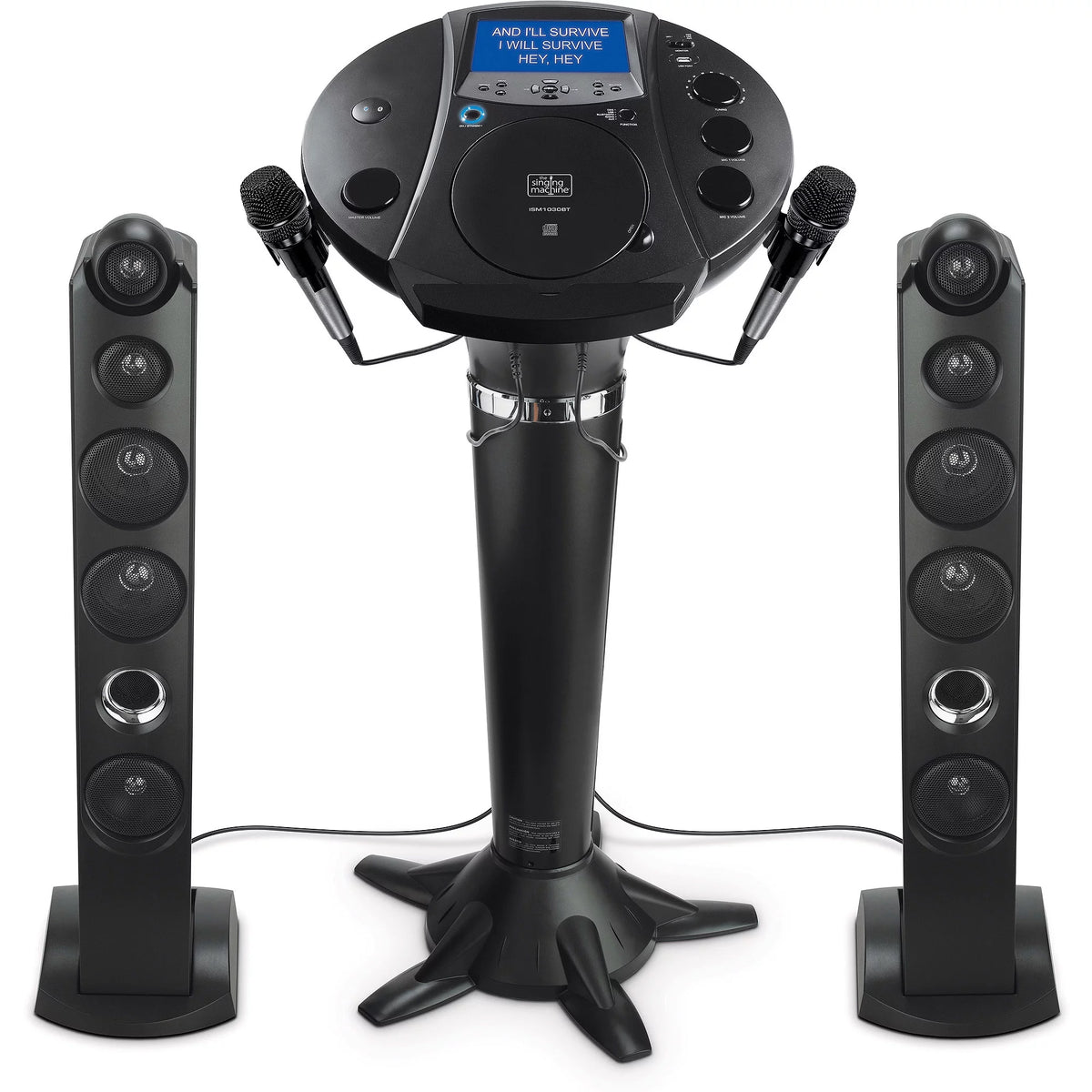 Black Bluetooth Pedestal Karaoke System with Two Microphones F97893