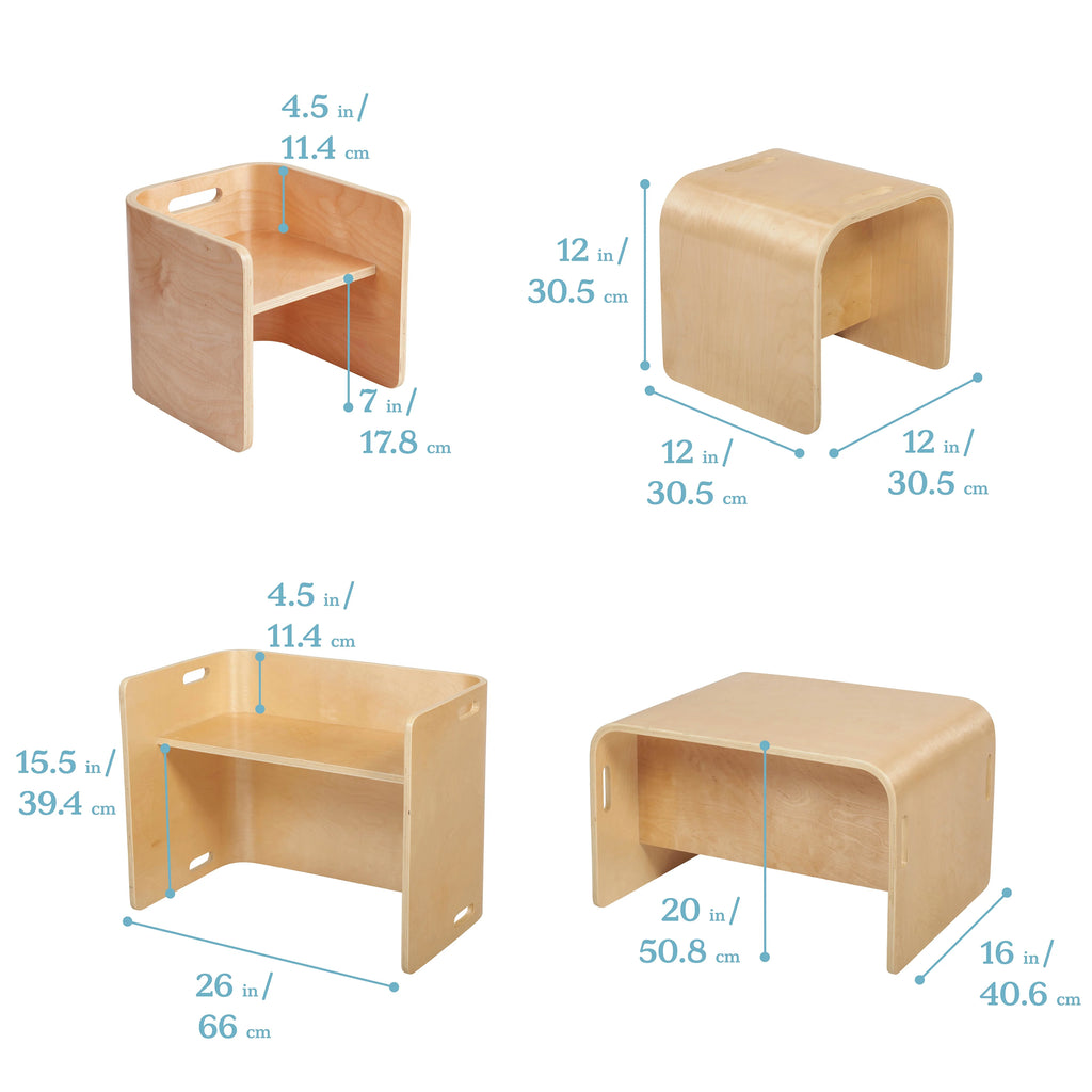Bentwood Table and Chair Set, Natural, 3-Piece P862575