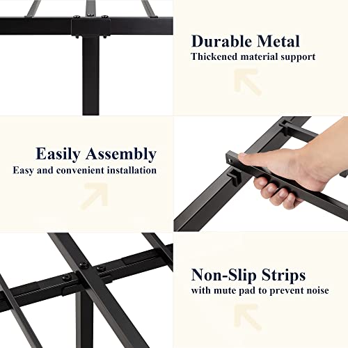 Full Size Black Metal Platform Bed Frame with Headboard and Footboard E702090