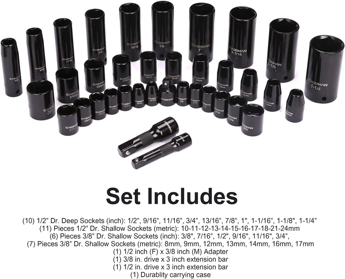 3/8 and 1/2" Drive 38-Piece Impact Socket Set B952252