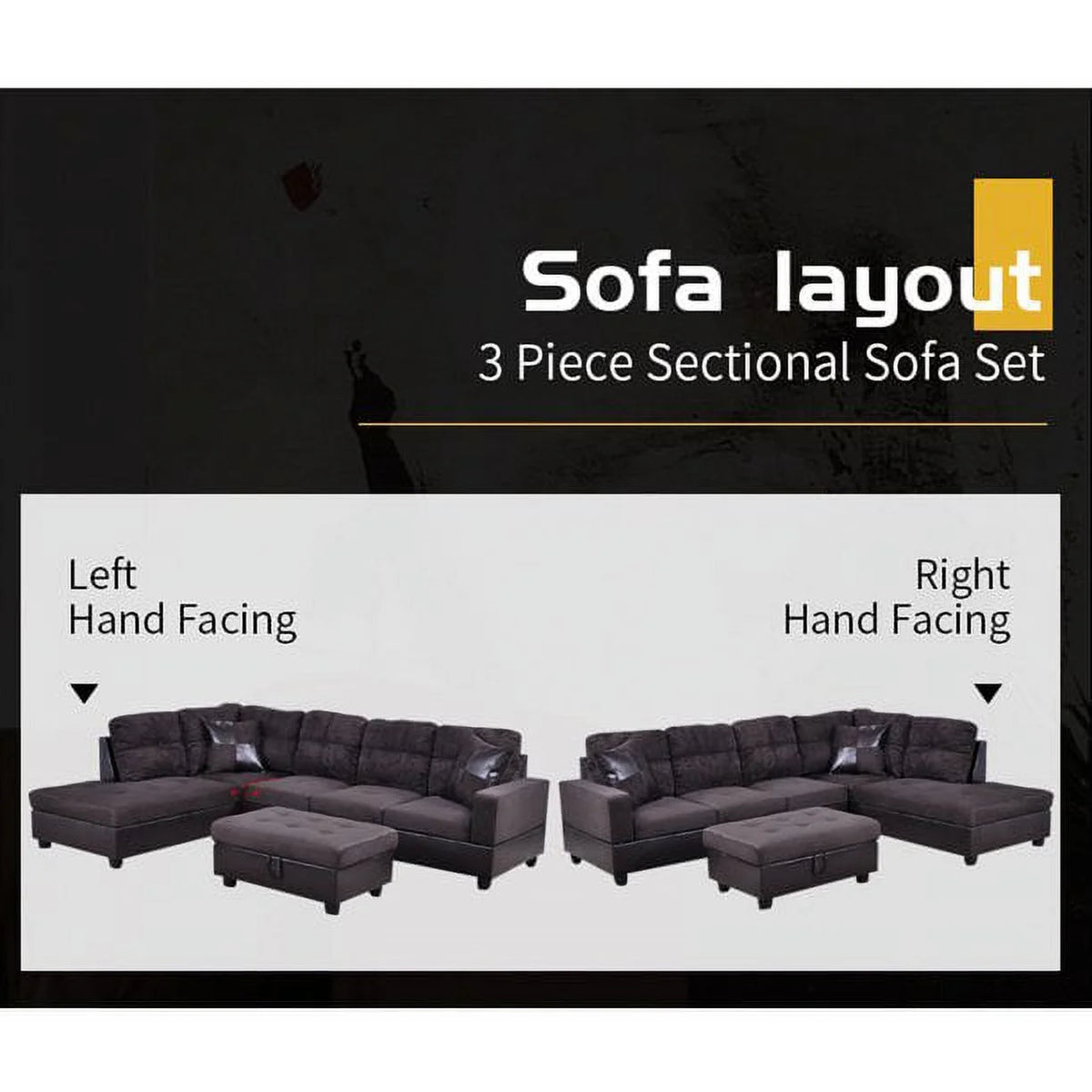 103.5" Wide Corner Microfiber Sectional Sofa with Storage Ottoman N22911