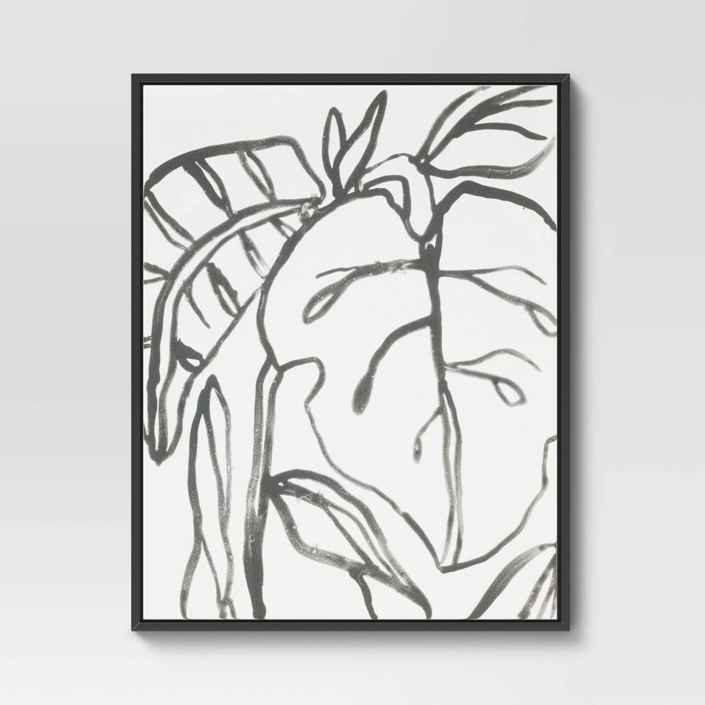 Botanical Sketch Framed Wall Canvas White/Black A973399