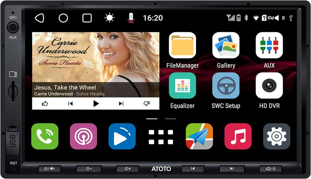 10 inch Double-DIN Android Car Stereo with Wireless CarPlay X6442