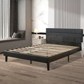 King Platform Bed Frame with PU Leather Upholstered Headboard V61868
